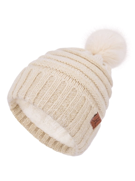 FZ FANTASTIC ZONE Winter Knit Beanie Hats for Women with Fleece Lined, Warm Soft Slouchy Womens Beanies Skull Cap for Ladies in Cold Weather