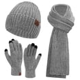 thumbnail image 1 of FZ FANTASTIC ZONE Woman Men Winter Warm Hat Beanie Long Scarves Touch Screen Gloves Knit Set,Grey, 1 of 8