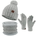 thumbnail image 1 of FZ FANTASTIC ZONE Womens Winter Beanie Hats Scarf Neck Warmer Touchscreen Gloves Set Warm Fleece Lined Chenille Knit Skull Caps Grey, 1 of 7