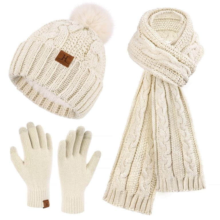 Fleece Lined Beanie Scarf Gloves Set Touchscreen Winter Accessories Beanie Hat Scarf Touchscreen Gloves Set for Men and Women  main image 4