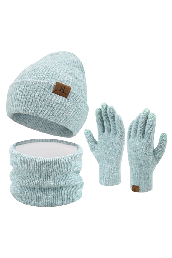 FZ FANTASTIC ZONE Womens Winter Beanie Hats Scarf Touchscreen Gloves Set Warm Knit Skull Caps Neck Warmer for Women Men