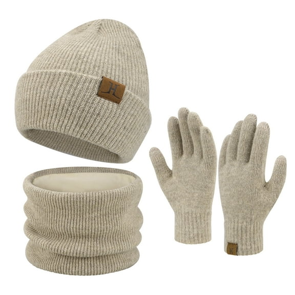 FZ FANTASTIC ZONE Womens Winter Beanie Hats Scarf Touchscreen Gloves Set Warm Knit Skull Caps Neck Warmer for Women Men