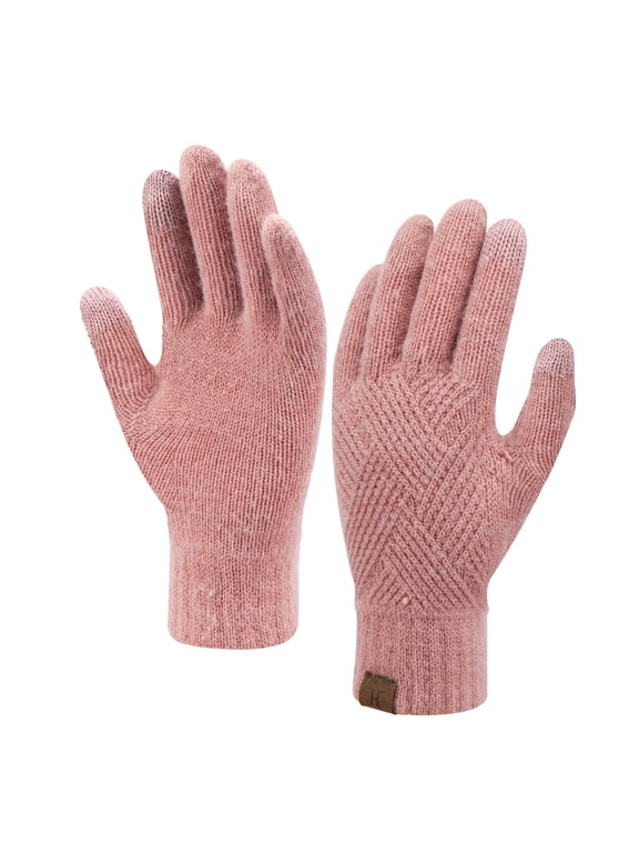 FZ FANTASTIC ZONE Womens Winter Gloves Cold Weathe, Warm Knit Touchscreen Gloves for Women with Dual-layer Thermal Fleece Lining