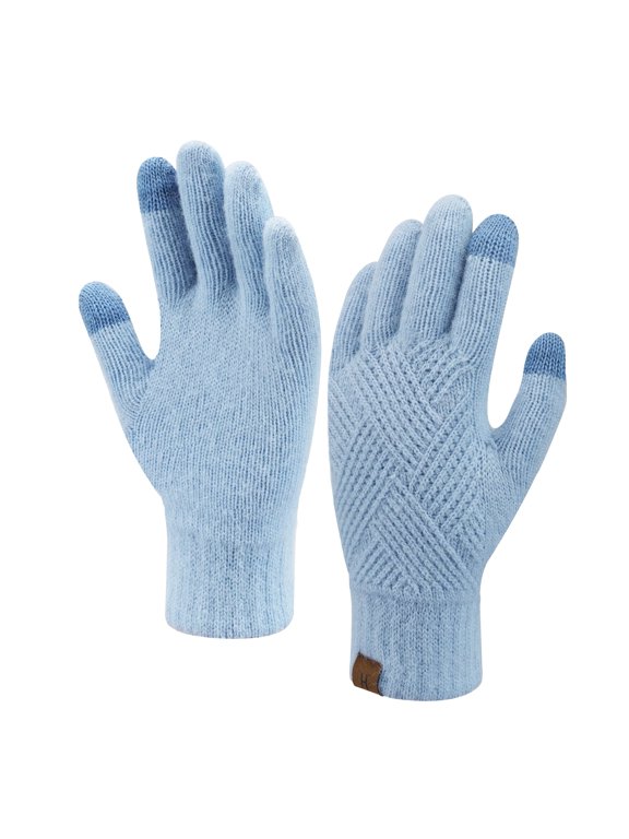 FZ FANTASTIC ZONE Womens Winter Gloves Cold Weathe, Warm Knit Touchscreen Gloves for Women with Dual-layer Thermal Fleece Lining