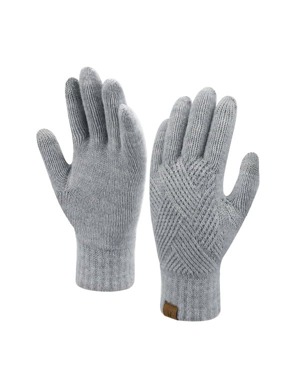 FZ FANTASTIC ZONE Womens Winter Gloves Cold Weathe, Warm Knit Touchscreen Gloves for Women with Dual-layer Thermal Fleece Lining