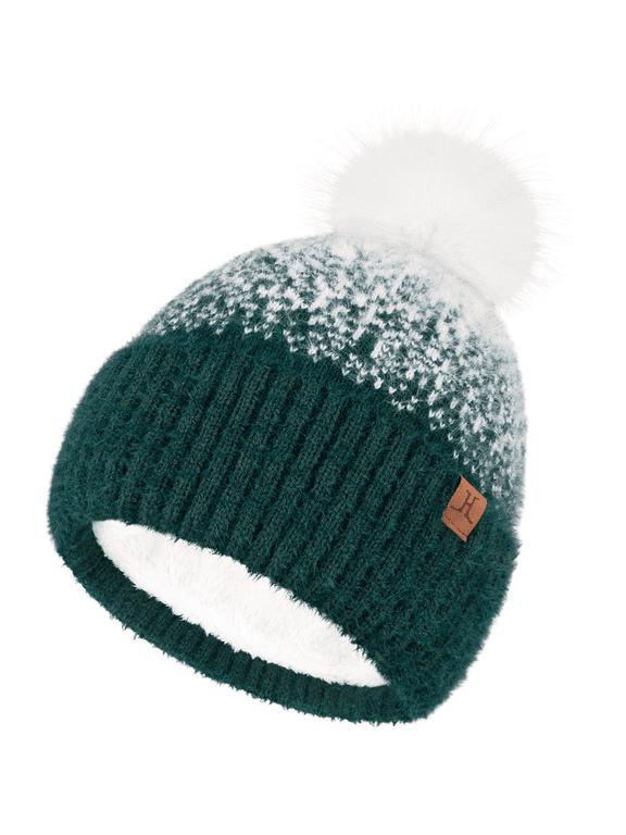 FZ FANTASTIC ZONE Womens Winter Hats Warm Knit Fleece Lined Cap PomPom Beanie Hats for Women Cold Weather Christmas Gifts