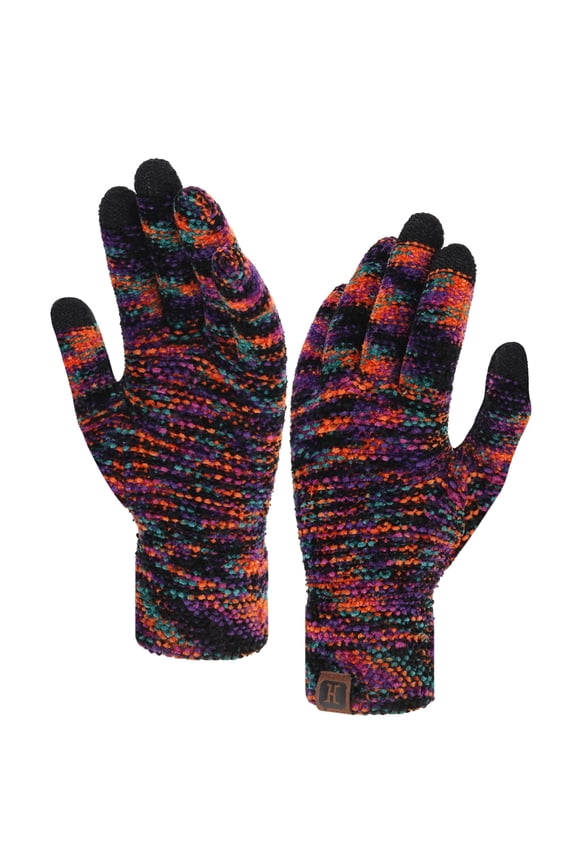 FZ FANTASTIC ZONE Womens Winter Touchscreen Gloves for Cold Weather, Chenille Warm Cable Knit Elastic Cuff Texting Thermal Gloves for Cycling Driving Running