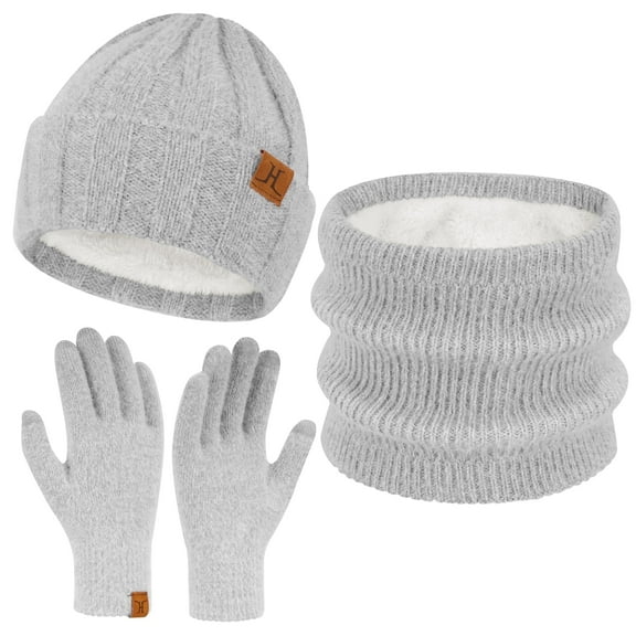 FZ FANTASTIC ZONE Womens Winter Warm Beanie Hats Scarf Touchscreen Gloves Set Knit Neck Warmer Skull Caps with Fleece Lined Gifts for Women
