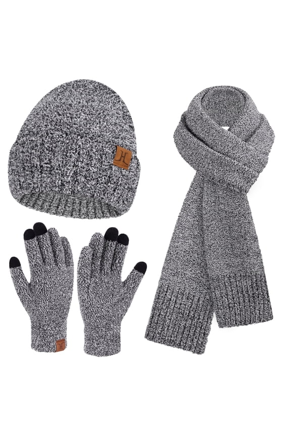 FZ FANTASTIC ZONE Womens Winter Warm Fuzzy Beanie Hat Touchscreen Gloves Long Neck Scarf Knit Set with Fluffy Skull Cap Gifts for Women