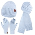 thumbnail image 1 of FZ FANTASTIC ZONE Womens Winter Warm Fuzzy Beanie Hat Touchscreen Gloves Long Neck Scarf Knit Set with Fluffy Skull Cap Gifts for Women, 1 of 6