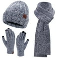 thumbnail image 1 of FZ FANTASTIC ZONE Womens Winter Warm Knit Beanie Hat Touchscreen Gloves Long Scarf Set with Fleece Lined Skull Caps Neck Scarves for Women Men,Navy Blue, 1 of 5