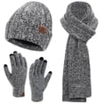 thumbnail image 1 of FZ FANTASTIC ZONE Womens Winter Warm Knit Beanie Hat Touchscreen Gloves Long Scarf Set with Fleece Lined Skull Caps Neck Scarves for Women Men,Black, 1 of 5