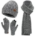 thumbnail image 1 of FZ FANTASTIC ZONE Womens Winter Warm Knit Beanie Hat Touchscreen Gloves Long Scarf Set with Fleece Lined Skull Caps Neck Scarves for Women Men,Black, 1 of 5