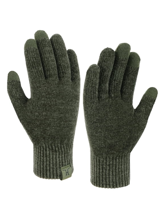 FZ FANTASTIC ZONE Womens Winter Warm Touch Screen Gloves Chenille Elastic Cuffs Knit Gloves for Women Cold Weather Gifts