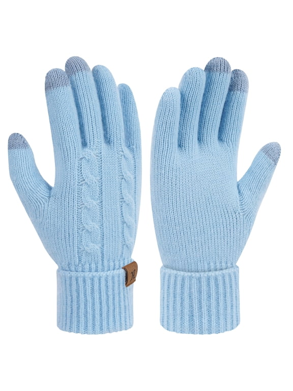 FZ FANTASTIC ZONE Womens Winter Warm Touch Screen Gloves Elastic Cuff Thermal Knit Gloves for Women Cold Weather Gifts, darkblue