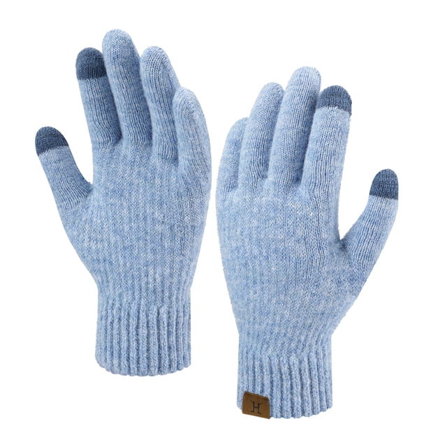 Ladies Fleece Cosy Gloves – Buttons Pattern, Touch Screen Fingers, Winter Warm – UK Made