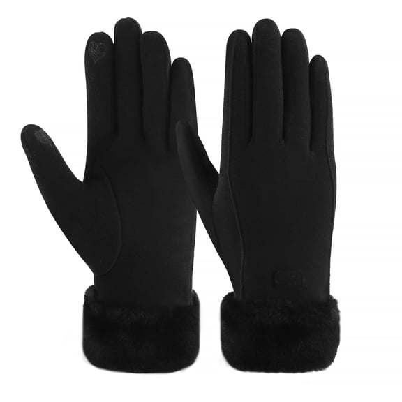FZ FANTASTIC ZONE Womens Winter Warm Touchscreen Texting Gloves with Thermal Fleece Lined for Cold Weather, Black