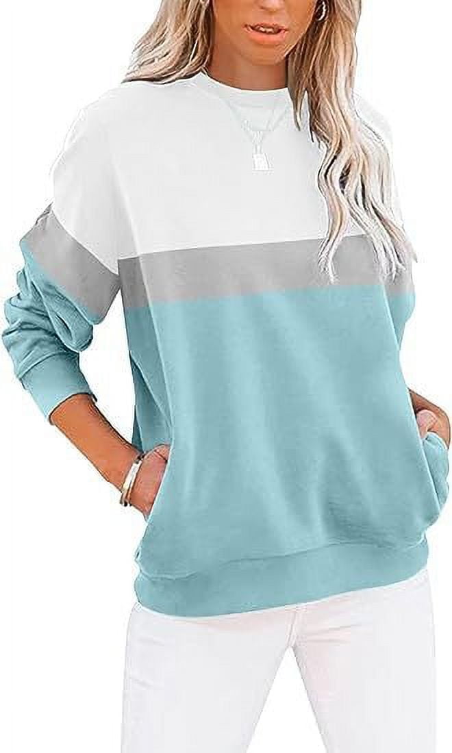 スウェット・トレーナー HUECLOSET Overlock Commercial Sweatshirt (2colors) BNE46 FZ- Long sleeve color matching top crew neck sweatshirt
