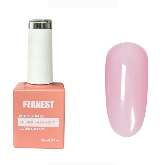 FZANEST Base Clear Sheer Color Gel,Elastic Rubber Base Coat,Building Extension Nail Gel in a Bottle,Soak Off Gel Nail Polish 15ml (Sheer Bright Pink)