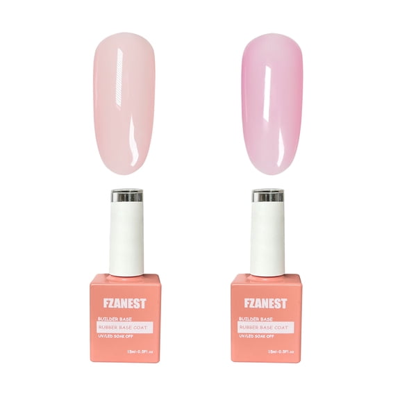 FZANEST Base Clear Sheer Color Gel,Elastic Rubber Base Coat,Building Extension Nail Gel in a Bottle,Soak Off Gel Nail Polish 15ml