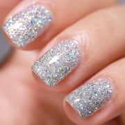 FZANEST Gel Nail Polish Glitter UV Gel Soak Off Nail Gel Polish Sparkle Color Manicure Pedicure (Diamond Silver)