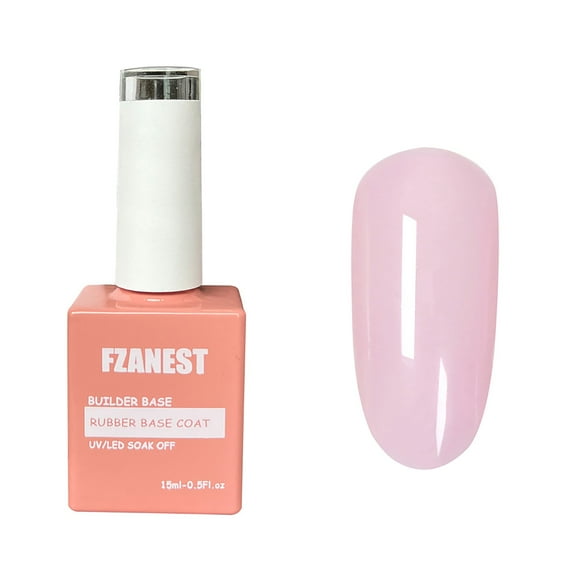 FZANEST Milky Pink Gel Nail Polish,Rubber Base Gel for Nails,Brush On Gel In a Bottle,Spring Summer Clear Sheer Nude Color Gel Polish,Soak Off Nail Strengthener/Repair/Extension Gel 15ml