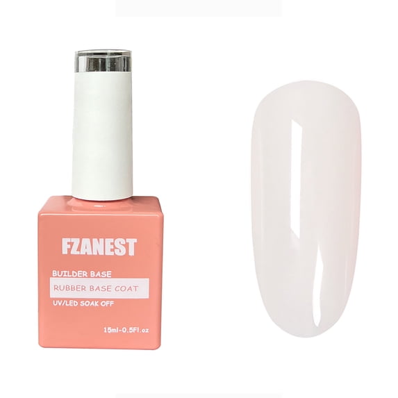 FZANEST Rubber Base Gel For Nails, Base Clear Sheer Color Gel Nail Polish,Elastic Rubber Base Coat, Extension Gel in a Bottle 15ml (Milky Cream White)