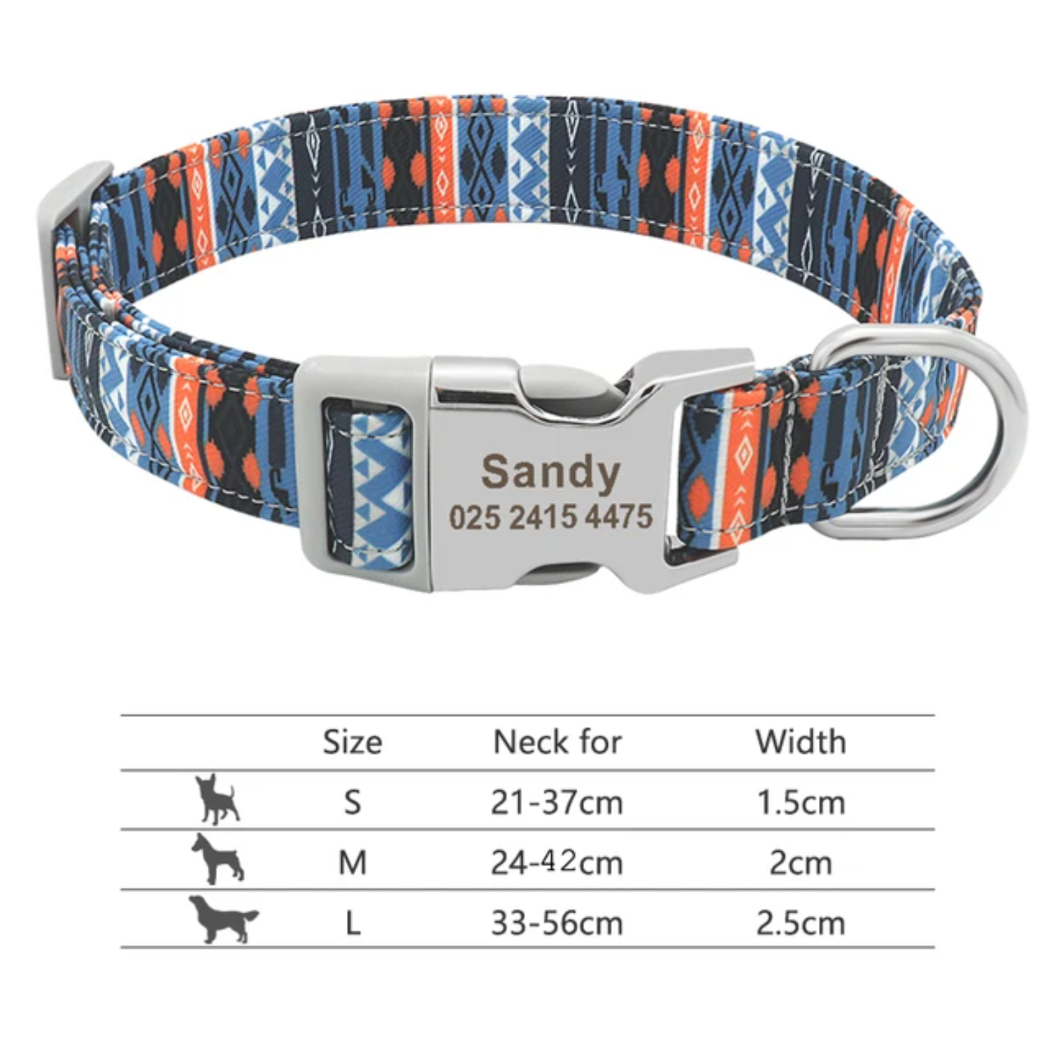 FZANJUN Personalized Adjustable Nylon Dog Collar with Engraved Name