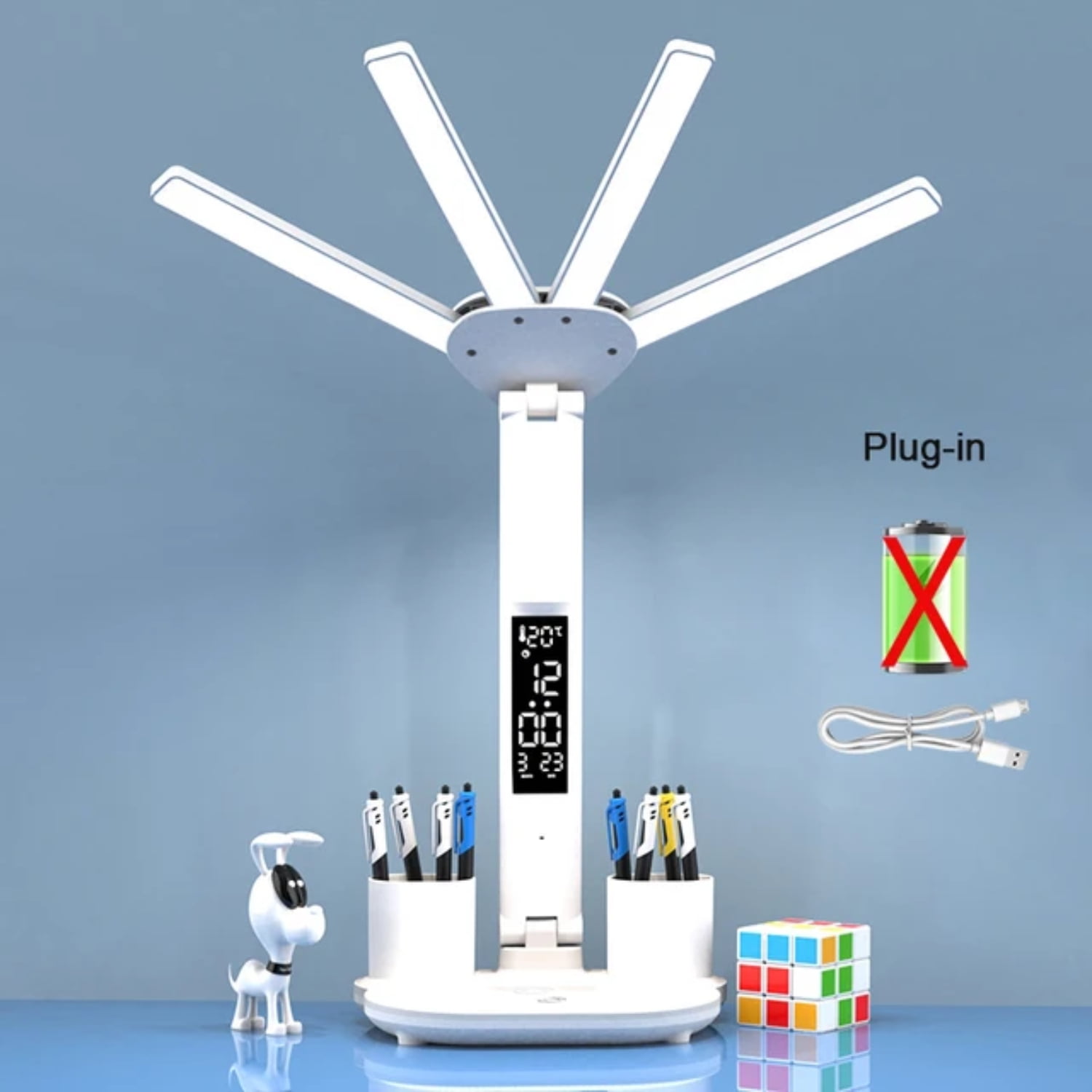 FZANJUN Portable Rechargeable LED Table Lamp with Fan - Convenient and Versatile Lighting ...