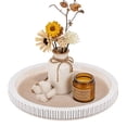 thumbnail image 1 of FZBCTLDZ 12” Round Farmhouse Decorative Tray for Coffee Table, White Distressed Wood Tray with Textured Edge, Rustic Centerpiece Tray for Living Room, Kitchen, Entryway & Vanity, 1 of 9