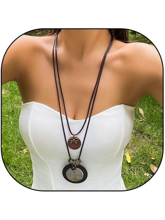 Pendant Brown, Boho Necklaces, Bronze, 1