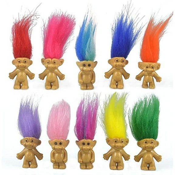 FZFLZDH 10Pcs Mini Troll Dolls, PVC Vintage Trolls Lucky Doll Mini Action Figures 1.2" Cake Toppers Chromatic Adorable Cute Little Guys Collection