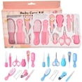 thumbnail image 1 of FZFLZDH 10Pcs/Set Baby Health Care Kit,Portable Newborn Infant Nursery Set Kids Grooming Kit Baby Nail Clipper Brush Comb Cleaning Sets ,Baby Nail Scissors, Nail Clipper(Pink), 1 of 7