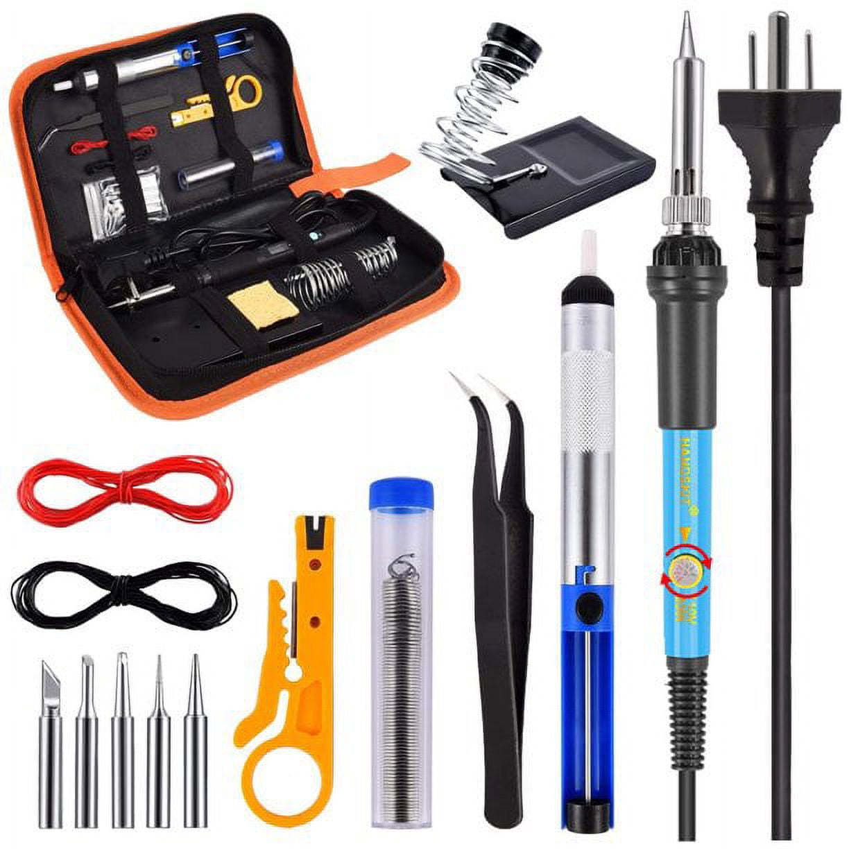 FZFLZDH 14 In1 Soldering Iron Kit, 110V/60W Adjustable Temperature Welding Soldering Iron, Stainless Steel Electric Solder Wire Welding Tools