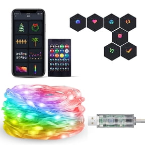FZFLZDH 16Ft 50Led Multi-Modes RGB Intelligent Phantom Leather Thread Light String, Remote APP Bluetooth Control & Color Changing Twinkle Firefly Lights for Christmas Decor Bedroom Wedding Party