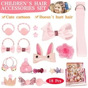 FZFLZDH 18 Pcs Baby Girl's Hair Clips Cute Mini Hair Bows Baby Elastic Hair Ties Hair Accessories Gift Set Ponytail Holder Hairpins Set For Infant Baby Little Girls Toddlers Kids Valentine's Day