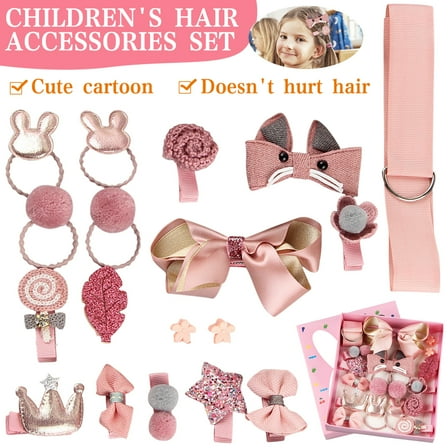 FZFLZDH 18 Pcs Baby Girl's Hair Clips Cute Mini Hair Bows Baby Elastic Hair Ties Hair Accessories Gift Set Ponytail Holder Hairpins Set For Infant Baby Little Girls Toddlers Kids Valentine's Day
