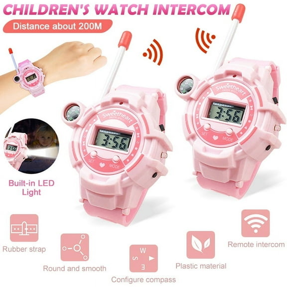 FZFLZDH 2-Pack Kids Walkie Talkies Watches for 3-12 Year Old Children, Walkie Talkies for Kids 2 Way Radio Toy with LCD Flashlight, Multifunction Children Walkie Talkiesfor Outside, Camping, Hiking