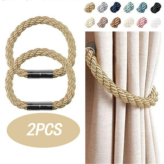 FZFLZDH 2 Pack Strong Magnetic Curtain Tiebacks Upgrade Nordic Simple Style Drape Tie Backs Double Color Weave Rope Knot Decorative Curtain Holdbacks for Home & Office Window Drapery