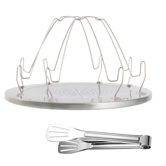 FZFLZDH 2PCS stainless steel bread grill cold rack practical baking with clip barbecue tool set (1 *multi-function grill+1 * medium stainless steel three-wire food clip)