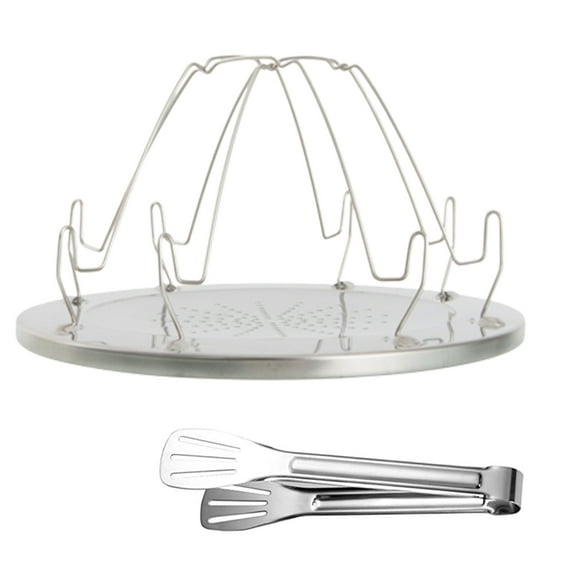 FZFLZDH 2PCS stainless steel bread grill cold rack practical baking with clip barbecue tool set (1 *multi-function grill+1 * medium stainless steel three-wire food clip)