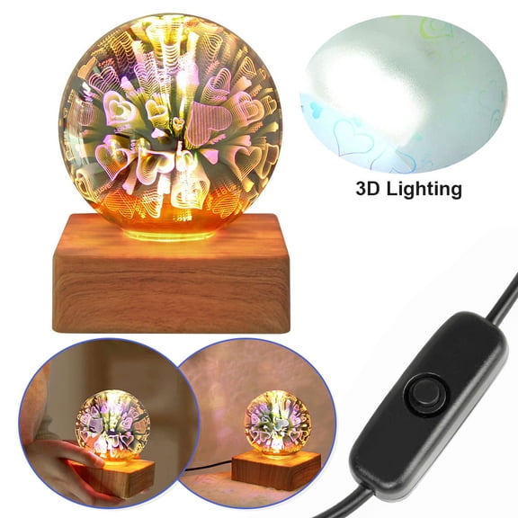 FZFLZDH 3D Firework LED Night Light USB Starry Magic Ball Table Projection Lamp Gifts