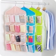 FZFLZDH 3Pcs 16 Pockets Clear Over Door Hanging Bag Shoe Rack Hanger Underwear Socks Bra Closet Storage Tidy OrganizerPink+Blue+Green