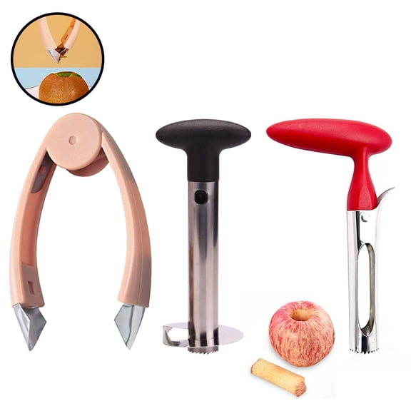 FZFLZDH 3pcs Pineapple Corer and Slicer Tool and corer slicer, Premium Stainless Steel Tool set with Detachable Handle, Super Fast and Easy Pineapple Cutter for Home & Kitchen
