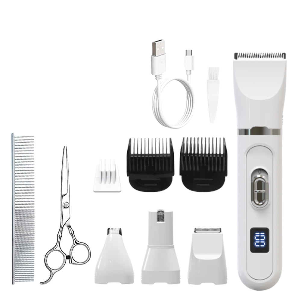 FZFLZDH 4 in 1 Mini Pet Hair Trimmer Dog Paw Fur Trimmers Nail Grinder Electric Cat Hair Clipper Trimmer Quiet Cordless Rechargeable for Dogs Cats Grooming Tool Waterproof