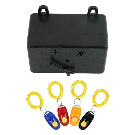 FZFLZDH 5PCS outdoor ultrasonic dog driver barker pet training marker combination (1 * black CSB19 outdoor ultrasonic barker battery model does not contain batteries+4 Training Clicker