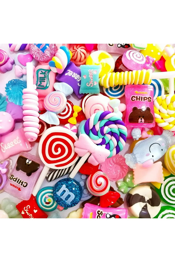 60 Pieces Slime Charms Set Candy Sweets Charms Mixed Flatback Resin Charms for Slime DIY Crafts Accessories Scrapbooking Slime Charms Mixed Resin Flatback Slime Beads Making Supplies