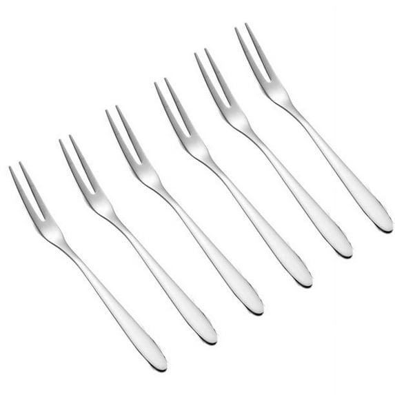 FZFLZDH 6Pcs Fruit Fork Stainless Steel Tasting Appetizer Fork for Cake Dessert Salad Mooncake, Stainless Steel Silver