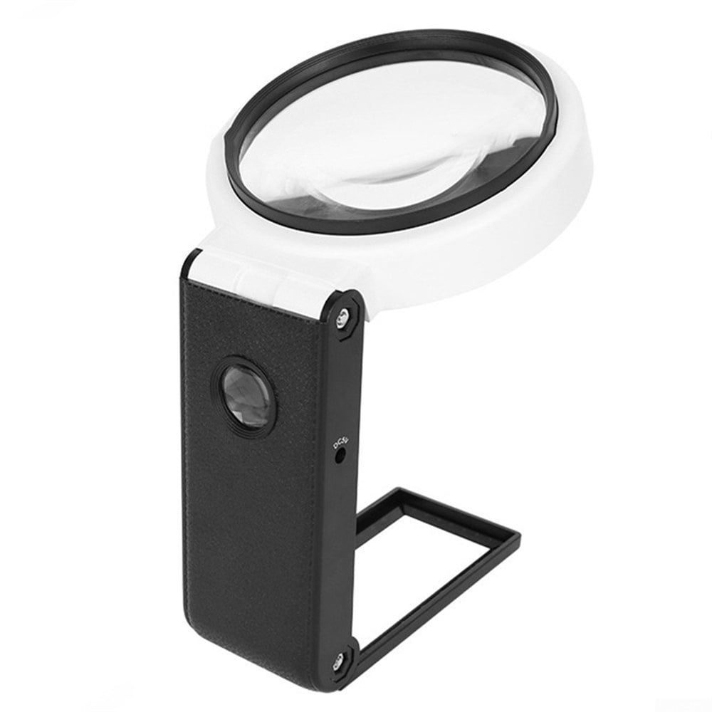 FZFLZDH 6X 80MM Magnifying Glass with Light 6 LED Lamp Magnifier Foldable Stand Table Portable Magnifier