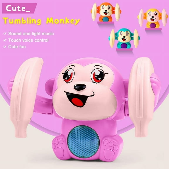 FZFLZDH Baby Roll & Glow Monkey Toy, Banana Monkey Toys with Lights and Music, Electric Sound Control for Boys and Girls